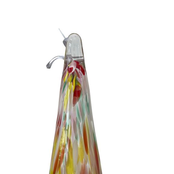 Hand Blown Poland Art Glass CHRISTMAS TREE 14.5" Set of 2 Multicolor Holiday NEW - Picture 5 of 16
